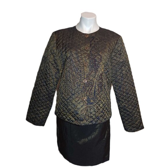 ❤️ 4/$20 I-Lyse Hart skirt & jacket set outfit Size 14 Slight iridescence - Picture 1 of 14